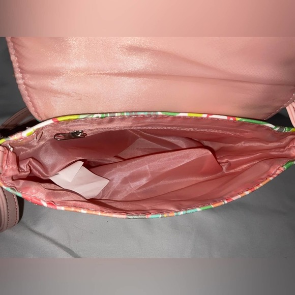 TARGET PINK GREEN YELLOW FLORAL FAUX LEATHER GIRLS SHOULDER BAG PURSE - Picture 10 of 10